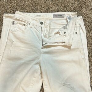 AG Distressed White Jeans